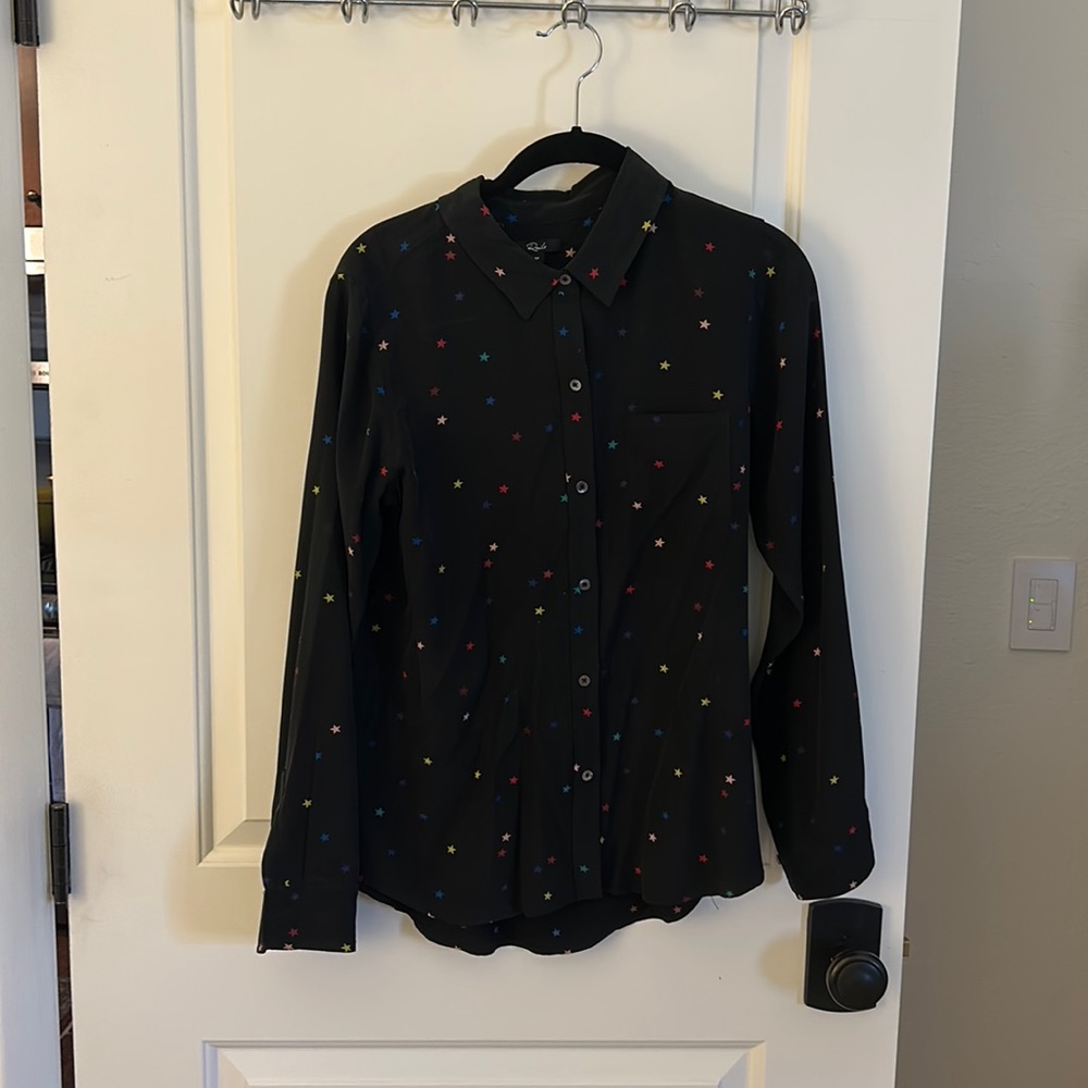 Rails, black button down, with stars, medium